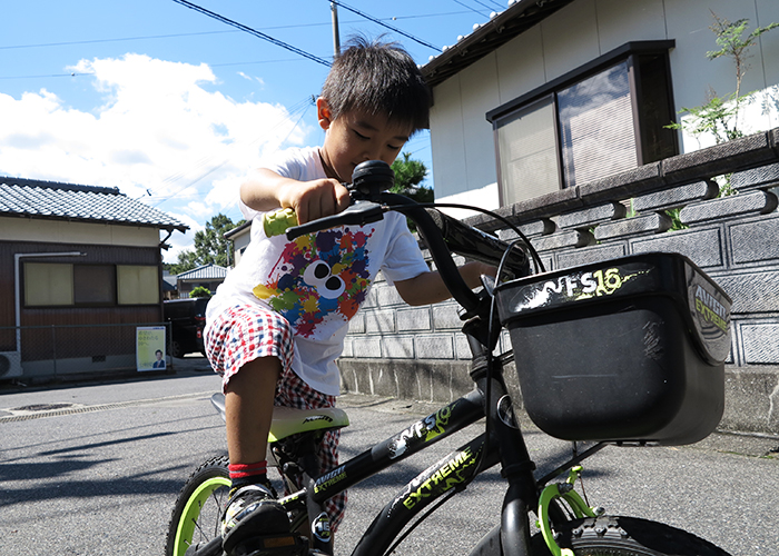 長男と自転車