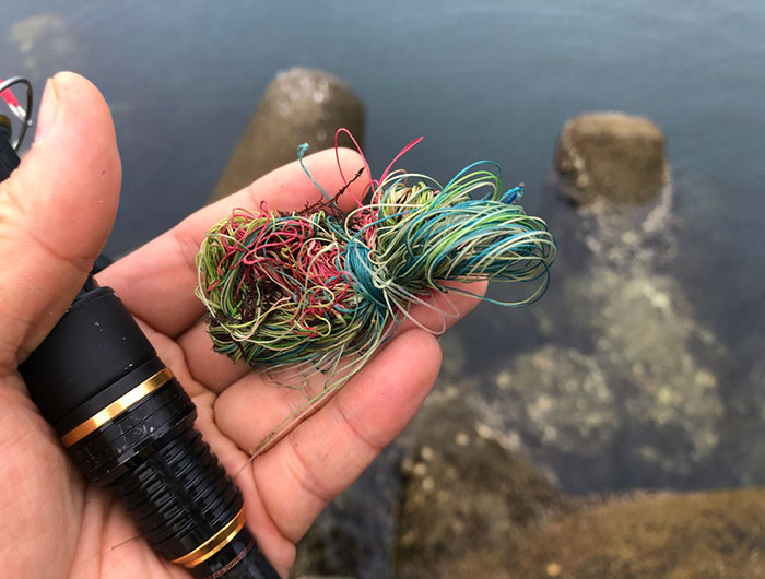 海で回収した釣り糸