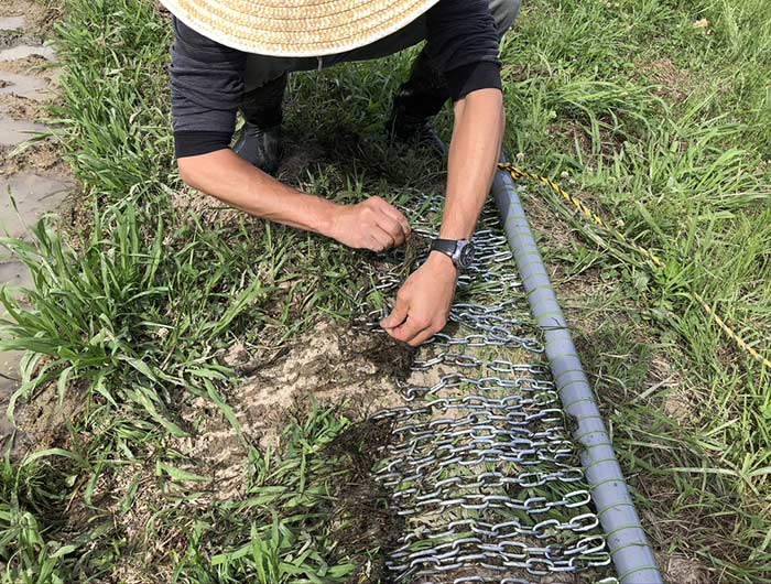 雑草を取り除く作業