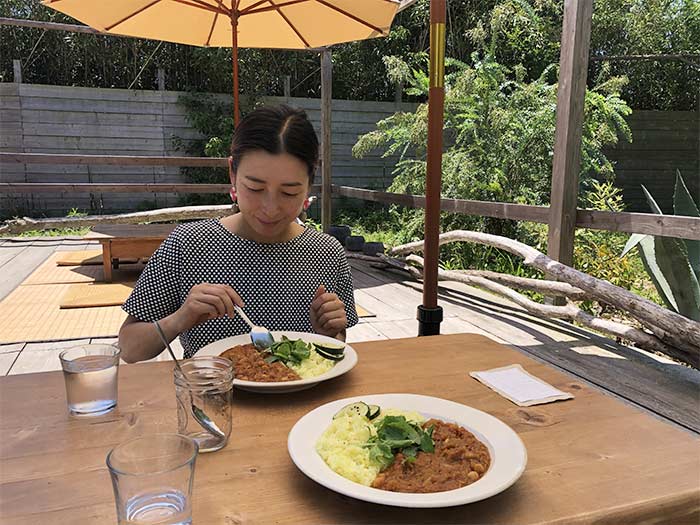 サイキャンのテラス席でランチ