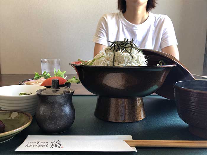 超山盛りの釜揚げしらす丼