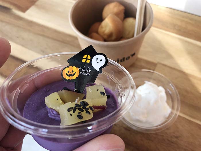 淡路島・Meiseidoで、10月限定フォンデュ❗️紫芋クリームのbaby cakeがウマウマだよ〜😁